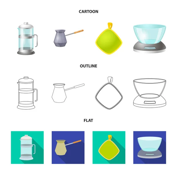 Vektor-Design von Küche und Koch-Ikone. Bestandssymbole für Küche und Geräte für das Web. — Stockvektor