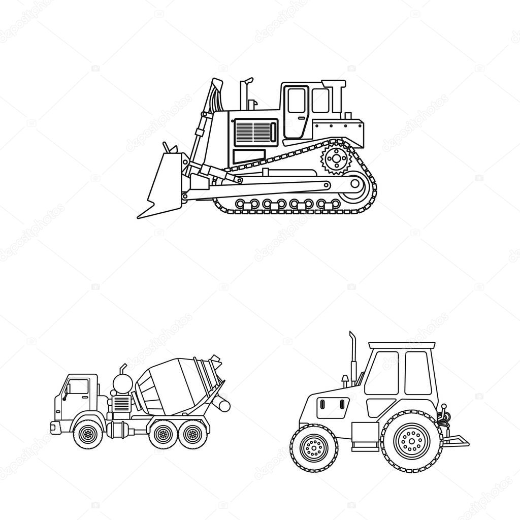 Vector design of build and construction icon. Set of build and machinery vector icon for stock.
