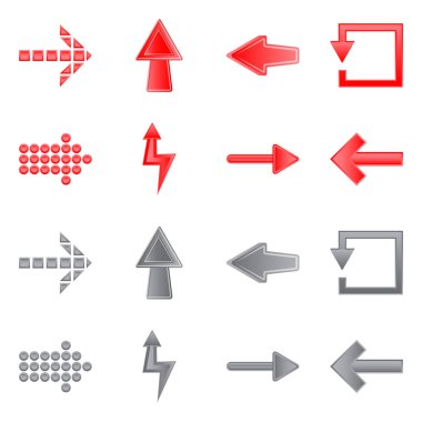 Yalıtılmış nesne öğesi ve ok işareti de olabilir. Öğe ve yön hisse senedi vektör çizim seti.