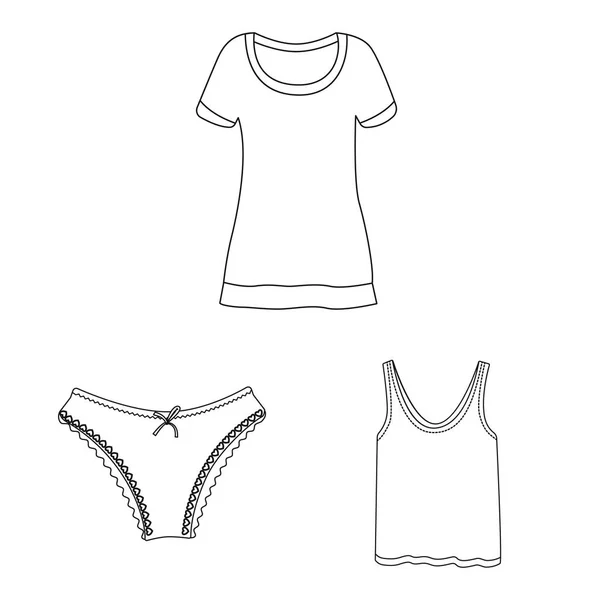 Vector ontwerp van vrouw en kleding teken. Set van vrouw en dragen aandelensymbool voor web. — Stockvector