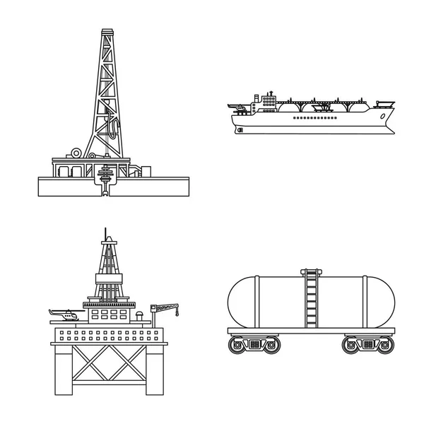 Geïsoleerde object van olie en gas pictogram. Set van olie- en benzineprijzen voorraad vectorillustratie. — Stockvector