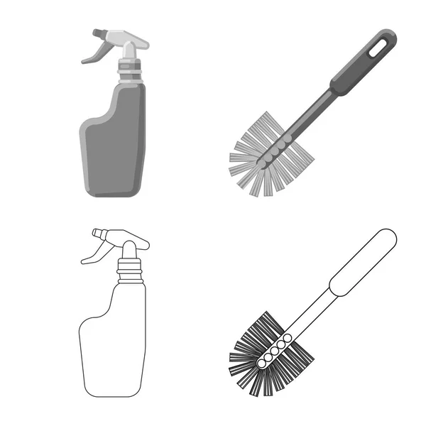 Elkülönített objektum tisztító- és szolgálati jel. Takarítás és háztartási vektor ikon-készletek beállítása. — Stock Vector