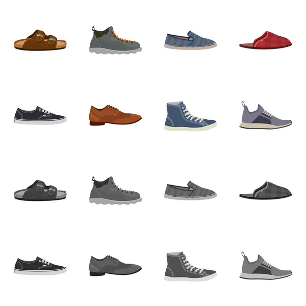 Progettazione vettoriale di scarpe e calzature segno. Raccolta di scarpe e piedi stock illustrazione vettoriale . — Vettoriale Stock