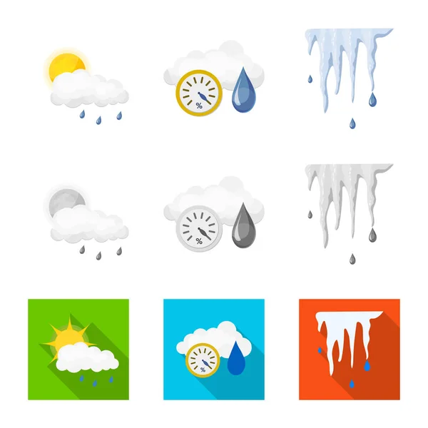 Vectorillustratie van het pictogram van het weer en klimaat. Set van weer en cloud vector pictogram voor voorraad. — Stockvector