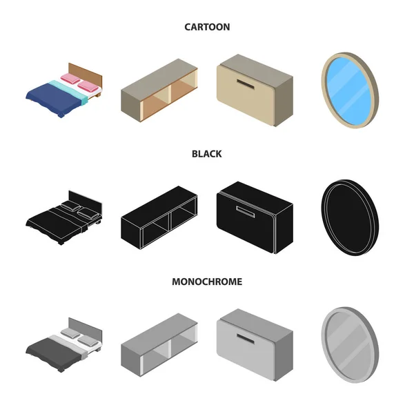 Diseño vectorial de dormitorio y sala de signo. Conjunto de dormitorio y muebles vector icono para la acción . — Archivo Imágenes Vectoriales