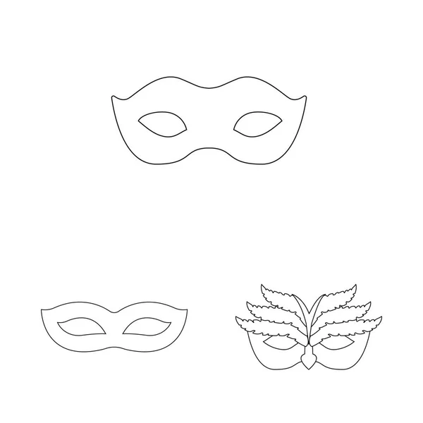 Vector ontwerp van pictogram maskerade en mysterie. Set maskerade en festival vector pictogram voor voorraad. — Stockvector