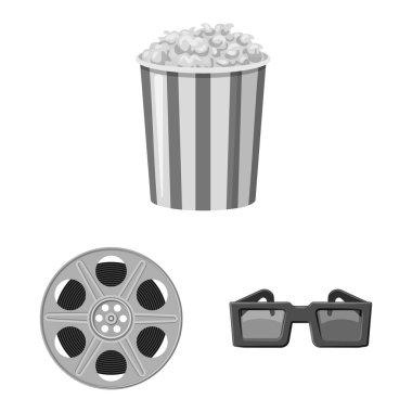 Sinematografi ve stüdyo simgesi izole nesne. Sinematografi koleksiyonu ve film stok vektör illüstrasyon.
