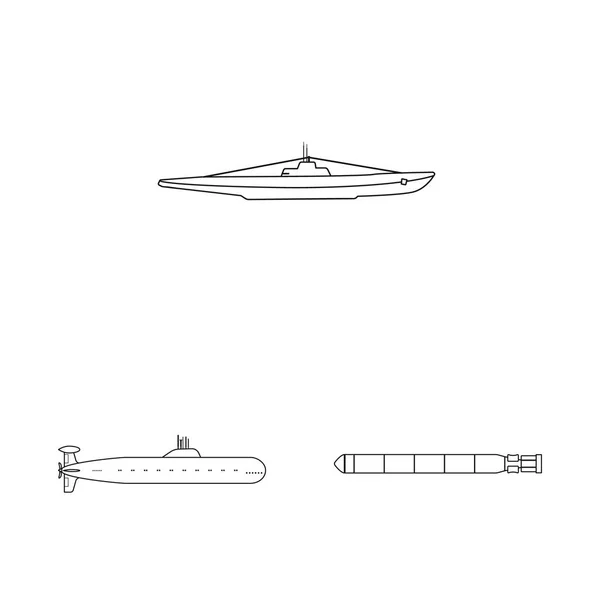 Vektorillustration av båt och marin-logotypen. Uppsättning av båten och djupt aktiesymbol för webben. — Stock vektor