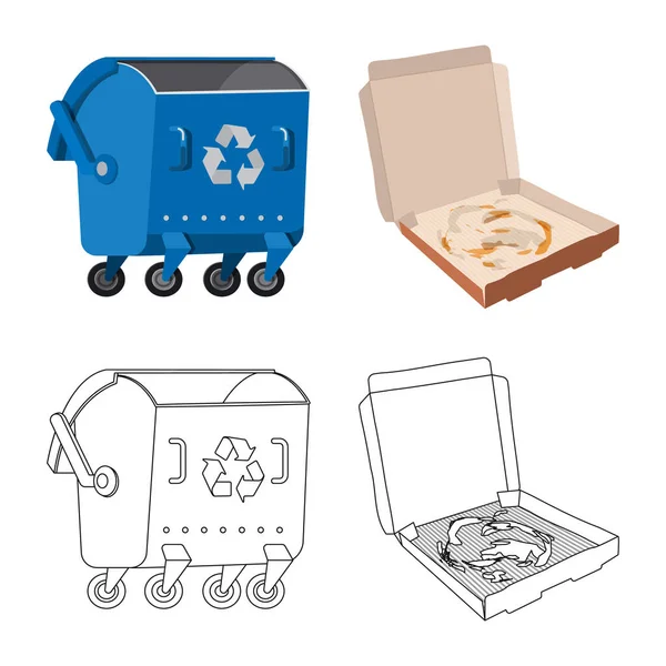 Diseño vectorial de basura e icono de la basura. Recolección de residuos e ilustración de vectores de residuos . — Vector de stock