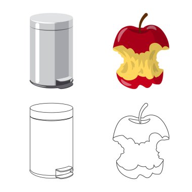 Çöp ve önemsiz simgesinin vektör tasarımı. Çöp ve atık stok vektör illüstrasyon seti.