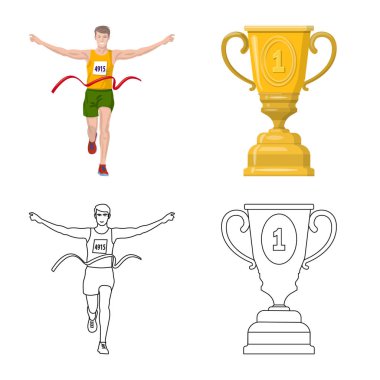 Spor ve kazanan simgesi yalıtılmış nesne. Spor ve fitness hisse senedi vektör çizim topluluğu.