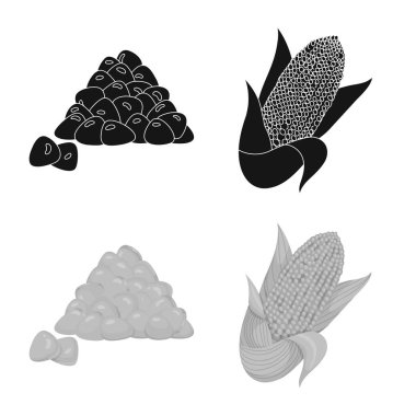 Mısır tarlası ve sebze simge vektör Illustration. Mısır tarlası ve vejetaryen hisse senedi vektör çizim koleksiyonu.