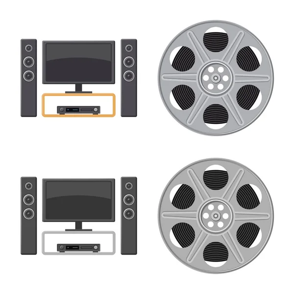 电视和拍摄符号的孤立对象。一套电视和观看网络的股票符号. — 图库矢量图片