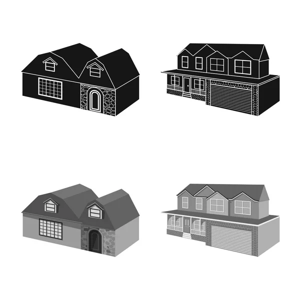 Vektor-Design von Fassade und Gehäuselogo. Fassaden- und Infrastruktur-Aktiensymbol für Web. — Stockvektor