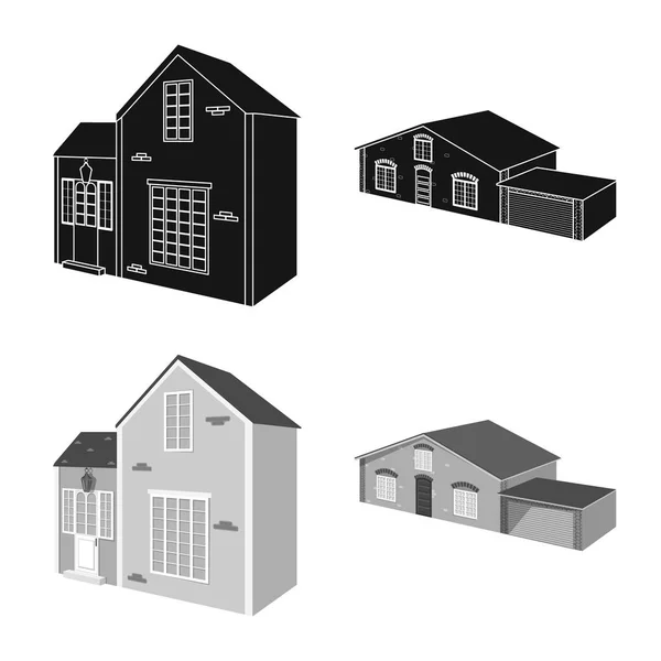 Vector design of facade and housing symbol. Set of facade and infrastructure stock vector illustration. — Stock Vector