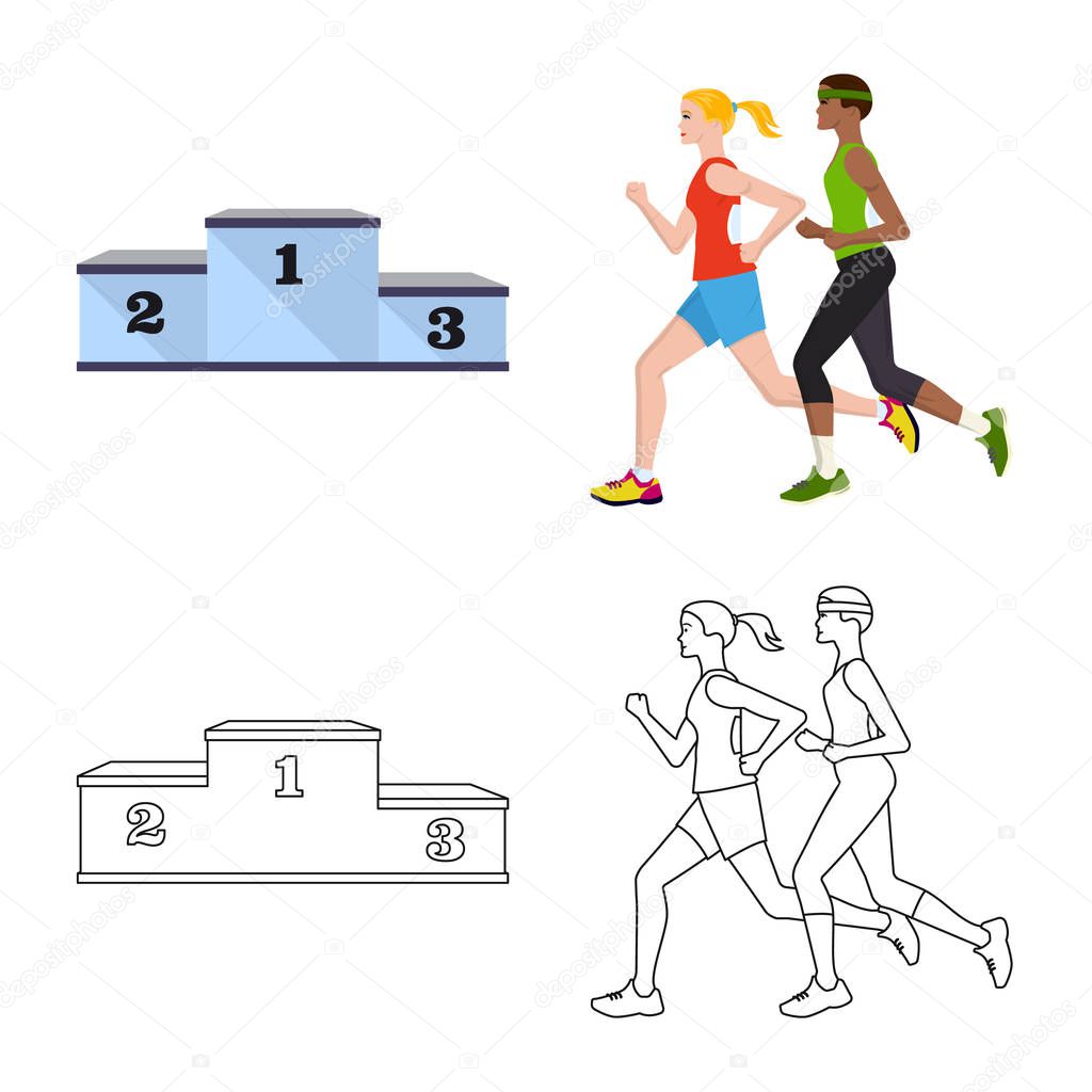 Isolated object of sport and winner icon. Set of sport and fitness stock vector illustration.