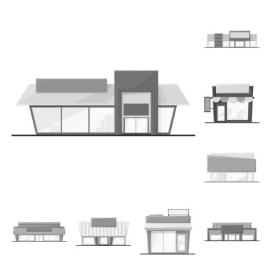 Bakkal ve iş sembolü izole nesne. Web için bakkal ve inşaat stok sembolü seti.