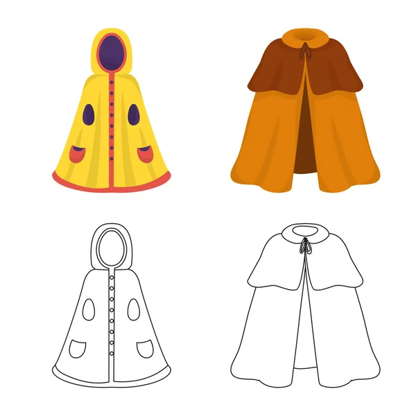 Ilustración vectorial del material y símbolo de la ropa. Colección de material e ilustración de vectores de prendas de vestir . — Vector de stock