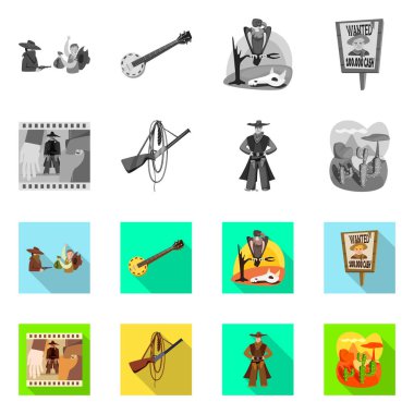 Texas ve tarih logosu vektör tasarımı. Web için texas ve kültür stok sembolü seti.