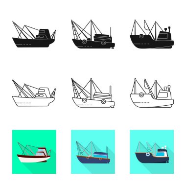 Ulaşım ve endüstriyel işaret vektör illüstrasyon. Web için ulaşım ve yat stok sembolü seti.