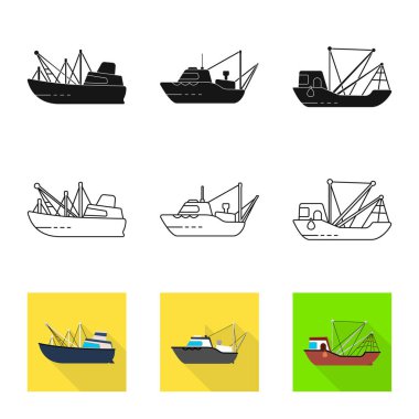 Ulaşım ve endüstriyel işaret vektör illüstrasyon. Ulaşım ve yat stok vektör illüstrasyon seti.