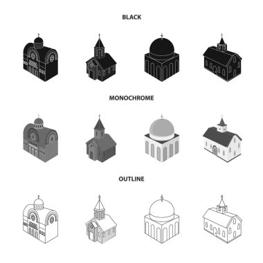 Tapınak ve tarihi simge vektör tasarımı. Web için tapınak ve inanç stok sembolü kümesi.