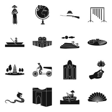 Seyahat ve ülke logosu vektör tasarımı. Hisse senedi için seyahat ve ulusal vektör simgesi seti.