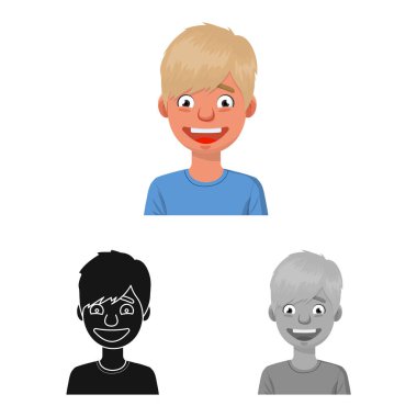 Adam vektör illüstrasyon ve gülmek logosu. Web için adam ve mutlu stok sembolü Koleksiyonu.