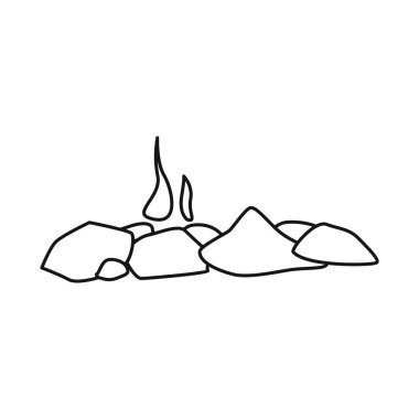 Şenlik ateşi ve duman işareti vektör illüstrasyon. Şenlik ateşi ve yakacak odun stok vektör illüstrasyon seti.