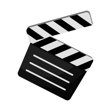 Stüdyo ve clapper sembolü vektör tasarımı. Web için stüdyo ve sinema stok sembolü grafik.