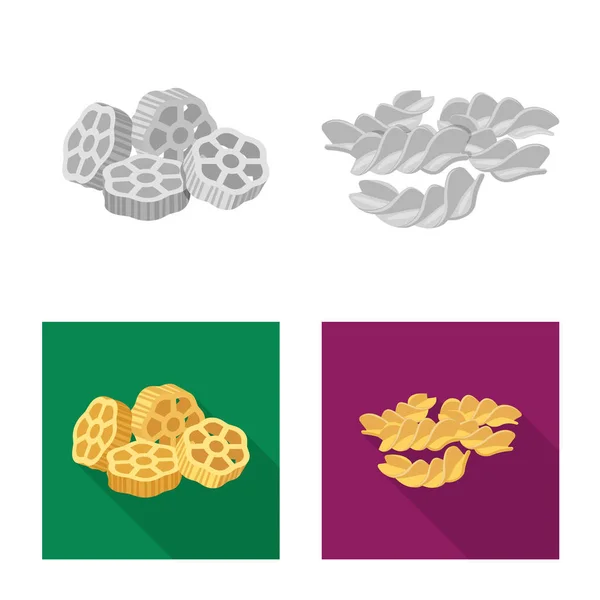 Illustrazione vettoriale della pasta e del simbolo dei carboidrati. Set di pasta e maccheroni stock symbol per ragnatela . — Vettoriale Stock