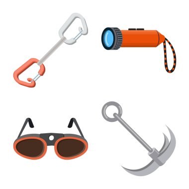 Dağcılık ve tepe simge vektör tasarımı. Dağcılık ve kamp set vektör simge stok için.