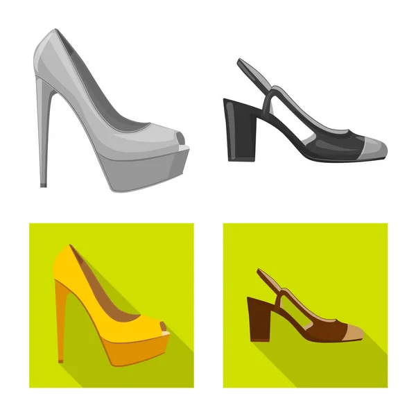 신발 및 여자 로고의 벡터 디자인입니다. 신발과 발 주식 벡터 일러스트 레이 션의 컬렉션. — 스톡 벡터