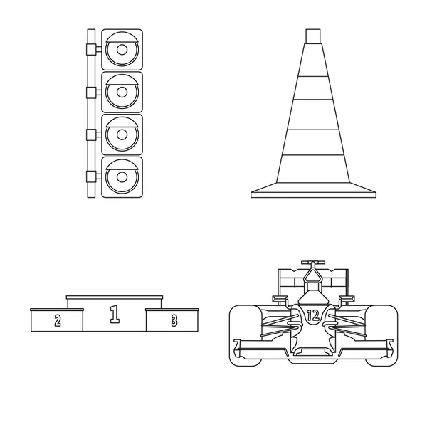 Vectorillustratie van auto en rally pictogram. Collectie van auto en race aandelensymbool voor web. — Stockvector