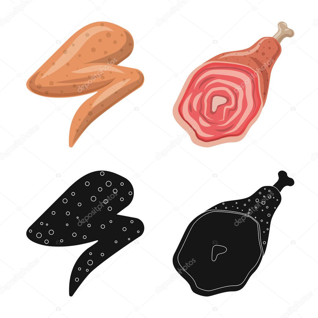 Vector illustration of meat and ham logo. Collection of meat and cooking stock symbol for web.