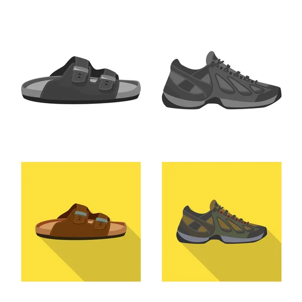 Illustration vectorielle de l'icône chaussure et chaussures. Collection de chaussures et icône vectorielle pied pour stock . — Image vectorielle