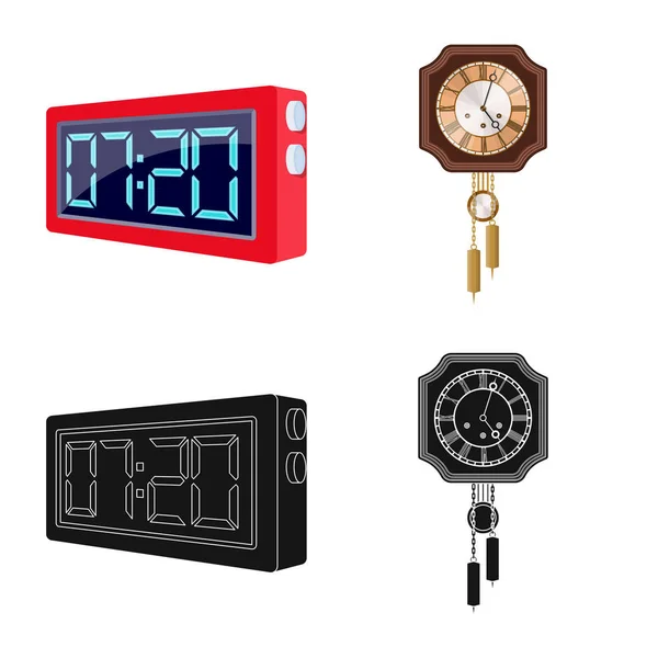 時計と時間のシンボルのベクター デザイン。Web 時計とサークル株式記号のコレクション. — ストックベクタ