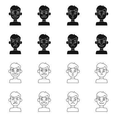 Yüz ve erkek simgesinin izole nesnesi. Yüz ve insan stok vektör illüstrasyon koleksiyonu.