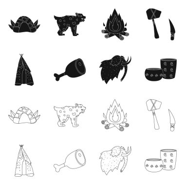 Evrim ve Neolitik sembolün izole nesne. Hisse senedi için evrim ve ilkel vektör simgesi koleksiyonu.