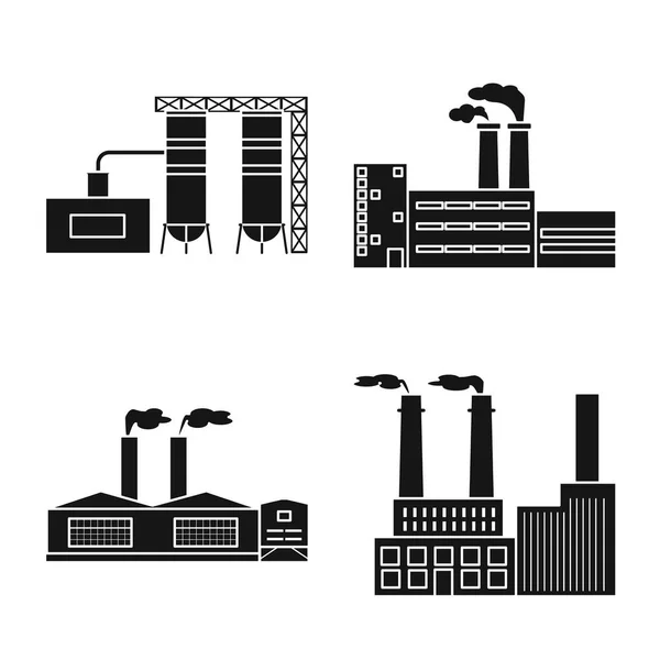 工厂和行业符号的孤立对象。工厂和生产库存矢量图集. — 图库矢量图片