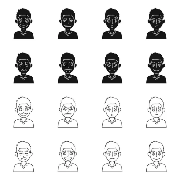 Conception vectorielle du visage et du symbole du garçon. Collection de visage et d'expression symbole stock pour le web . — Image vectorielle