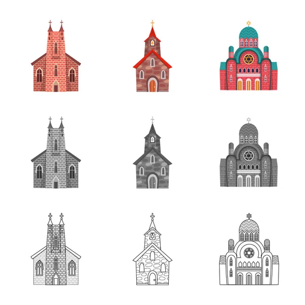 Vector illustratie van CULT en tempel symbool. Collectie van CULT en parish aandelensymbool voor web. — Stockvector