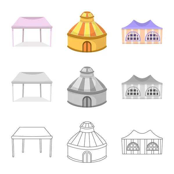 Objeto aislado de techo y símbolo plegable. Conjunto de icono de vectores de techo y arquitectura para stock . — Vector de stock