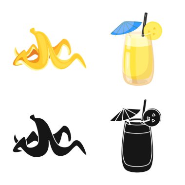 Doğal ve vejetaryen logo vektör Illustration. Web için doğal ve yeme hisse senedi simgesi kümesi.