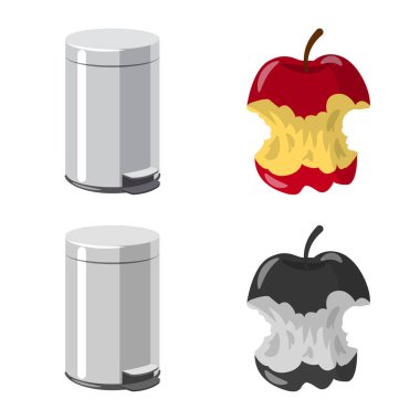 Çöp ve önemsiz simgesinin vektör tasarımı. Atık ve atık stok vektör illüstrasyonunun toplanması.