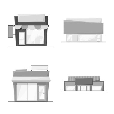 Bakkal ve iş simgesi vektör tasarımı. Web için bakkal ve inşaat stok sembolü koleksiyonu.