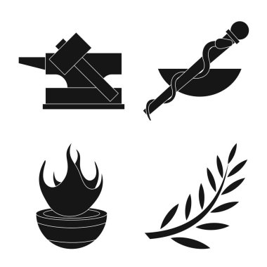 Din ve mitler sembolü vektör Illustration. Web için din ve Yunan stok sembolü seti.