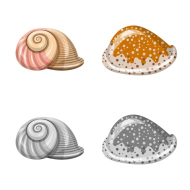 Hayvan ve dekorasyon logosu yalıtılmış nesne. Hayvan ve okyanus hisse senedi vektör çizim topluluğu.