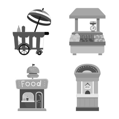 Hizmet ve vitrin sembolü vektör illüstrasyon. Stok lar için servis ve mağaza vektör simgesi kümesi.