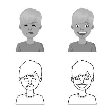 Yüz ve çocuk logosu izole nesne. Web için yüz ve genç stok sembolü koleksiyonu.